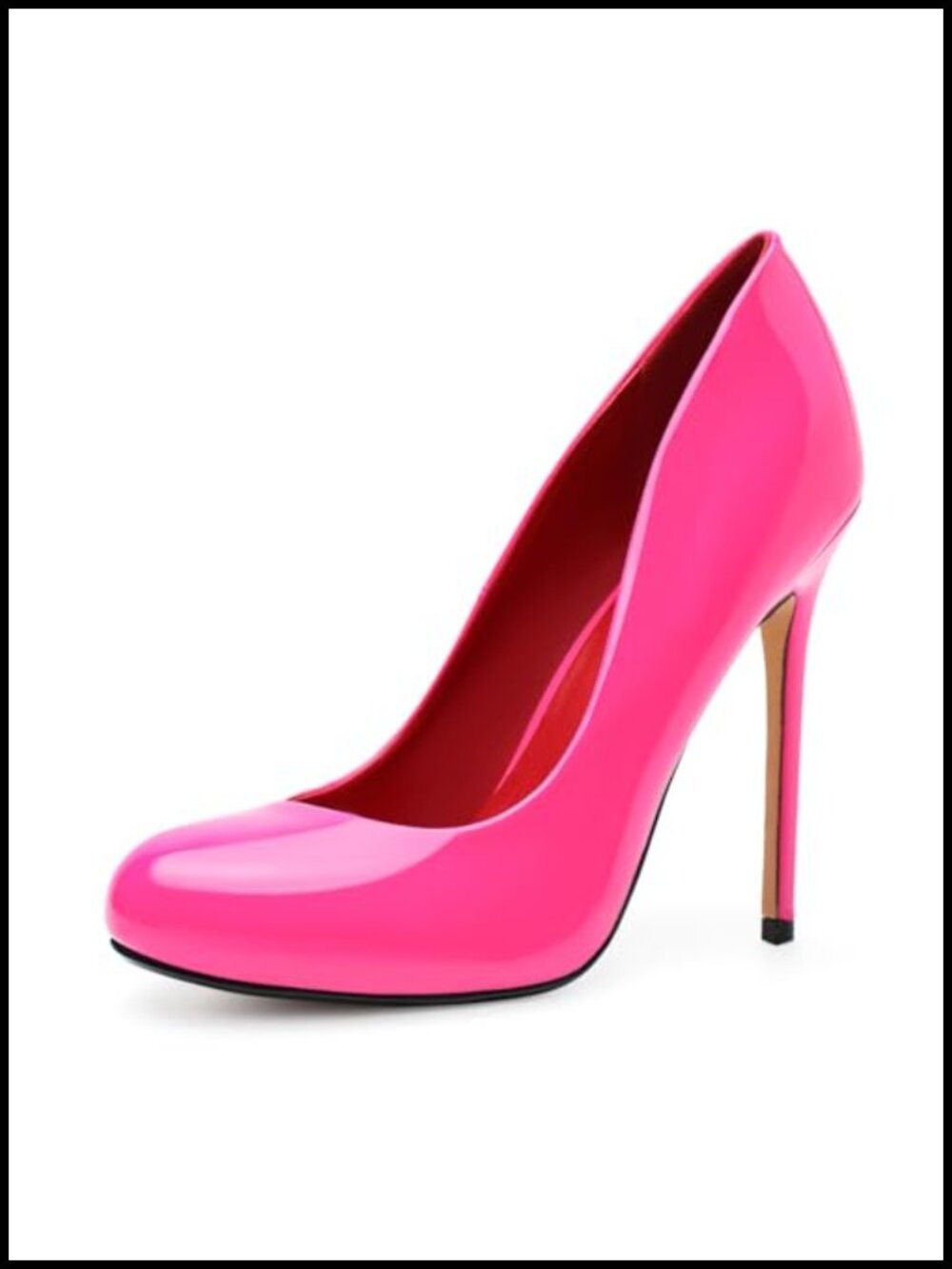 Unisex 4.7 Inch Stiletto Heels Patent Leather Round Toe Pumps